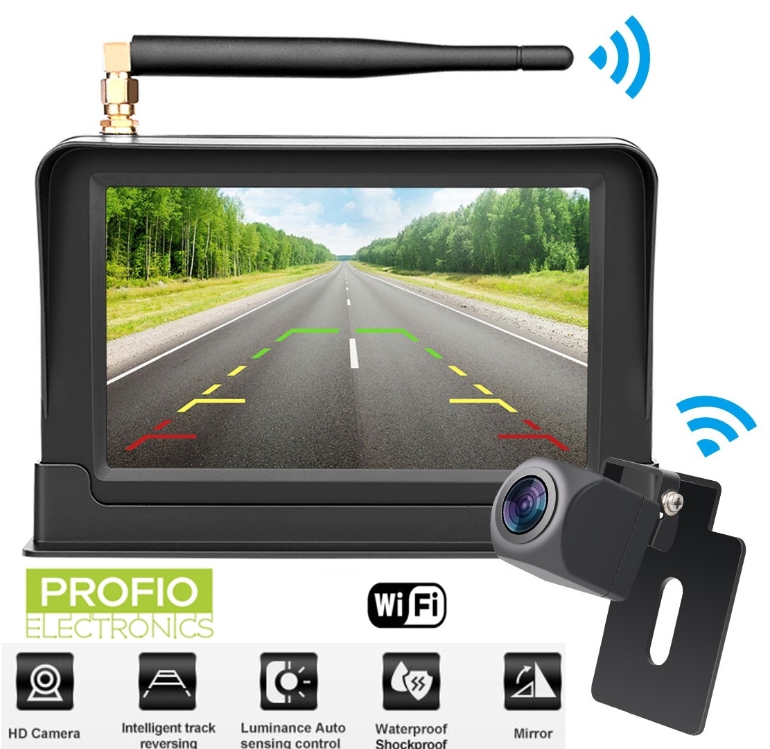 Bezdrátový kamerový set do auta: 5 "monitor + mini zadní kamera (IP68)
