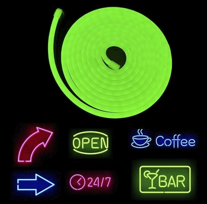 Světelné logo přes flexibilní neon pásek 5M s IP68 krytí - Zelený