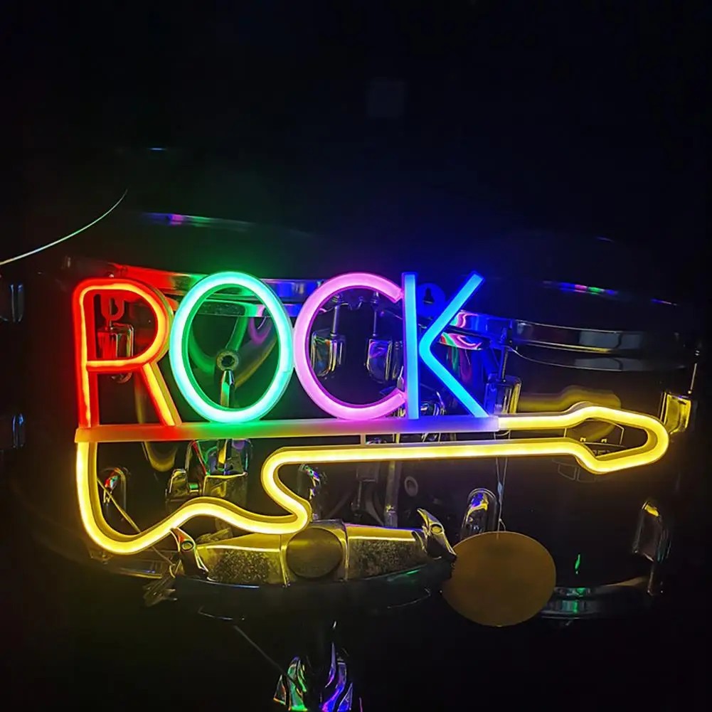 napis svítící led neon - rock kytara