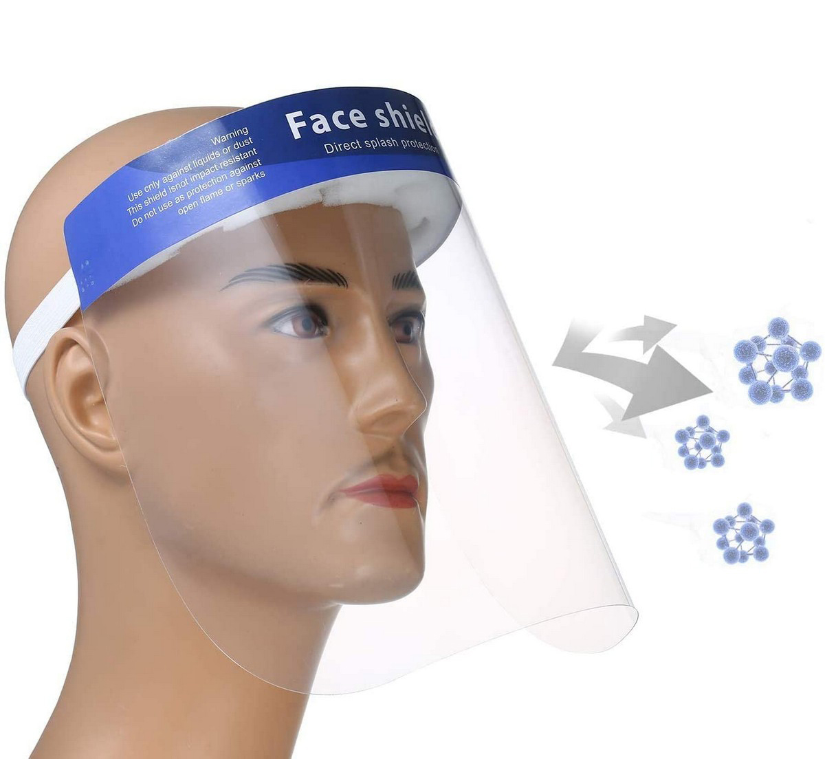 Ochranný štít na obličej s průhledným plexisklem a pěnou na dlouhodobé nošení
