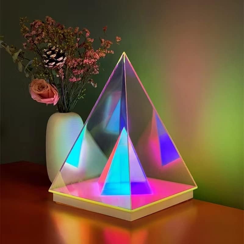 3D pyramida stolní lampa svítící dekorace na stol