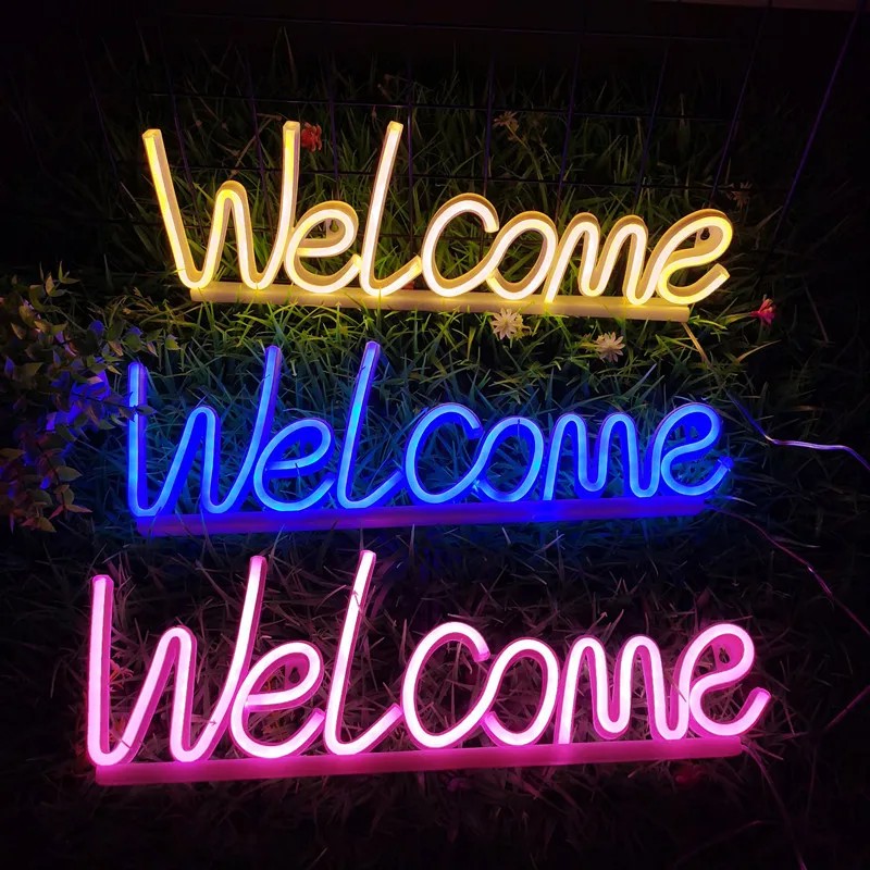 Welcome - Reklamní svítící LED neonový poutač nápis