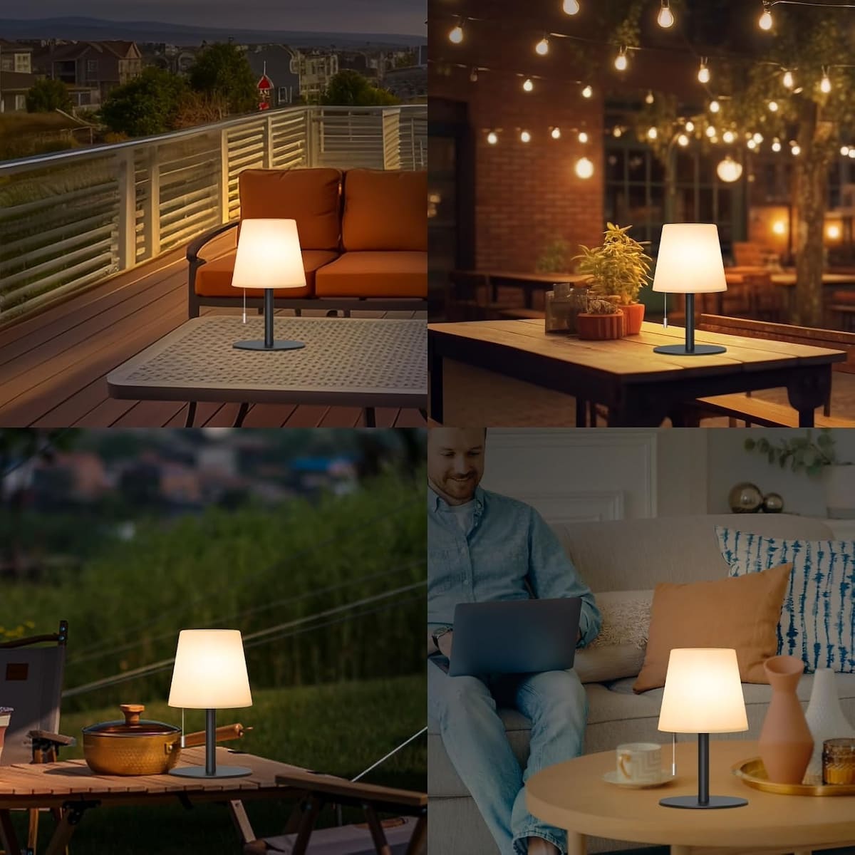 outdoorová LED lampa na baterii venkovní do exteriéru stolní