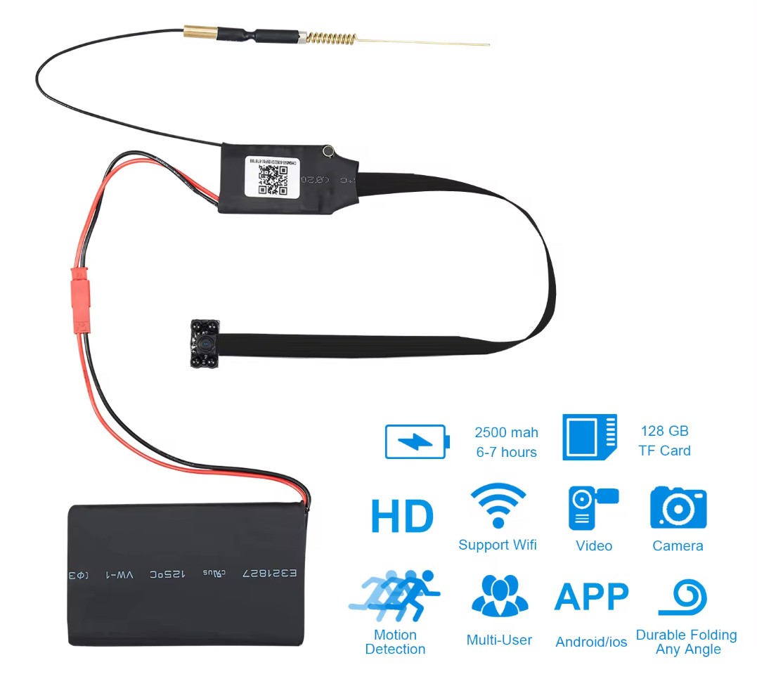 WiFi HD mini pinhole HD kamera 1080P s IR LED nočními